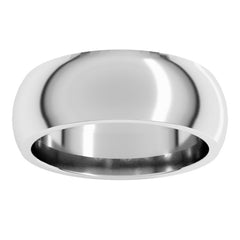 10K White Gold 7 mm Comfort-Fit Half Round Band Size 8.5