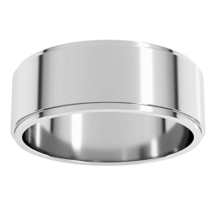 Platinum 7 mm Stepped-Edge Flat Band Size 10