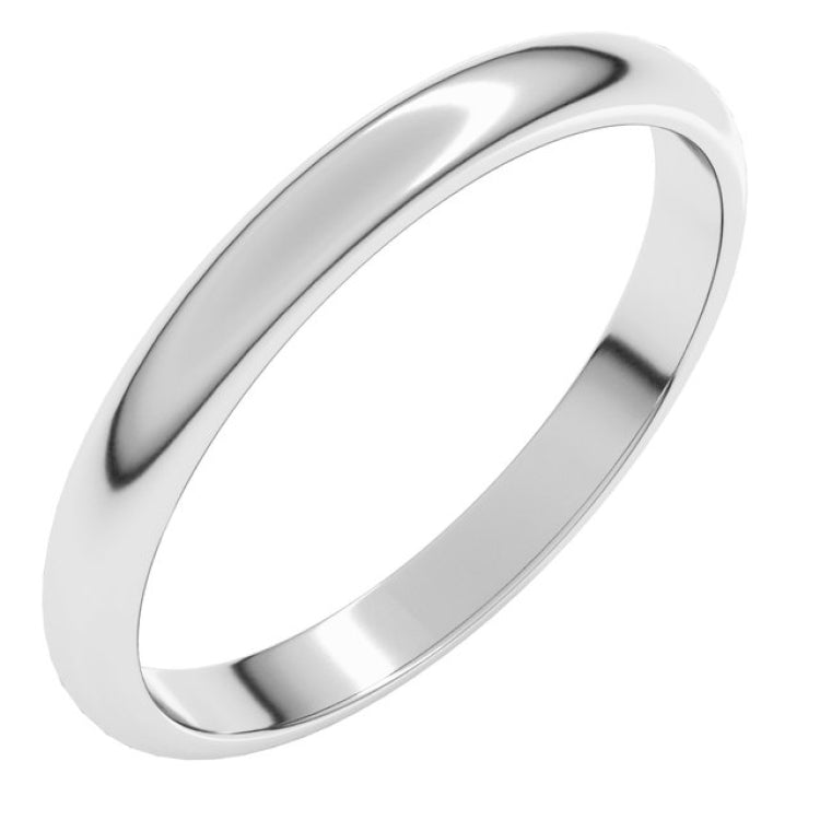 Sterling Silver 2.5 mm Half Round Band Size 8.5