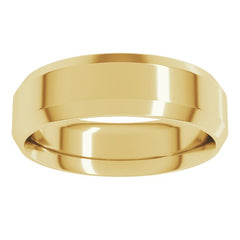 10K Yellow Gold 6 mm Beveled-Edge Comfort-Fit Flat Band Size 7.5