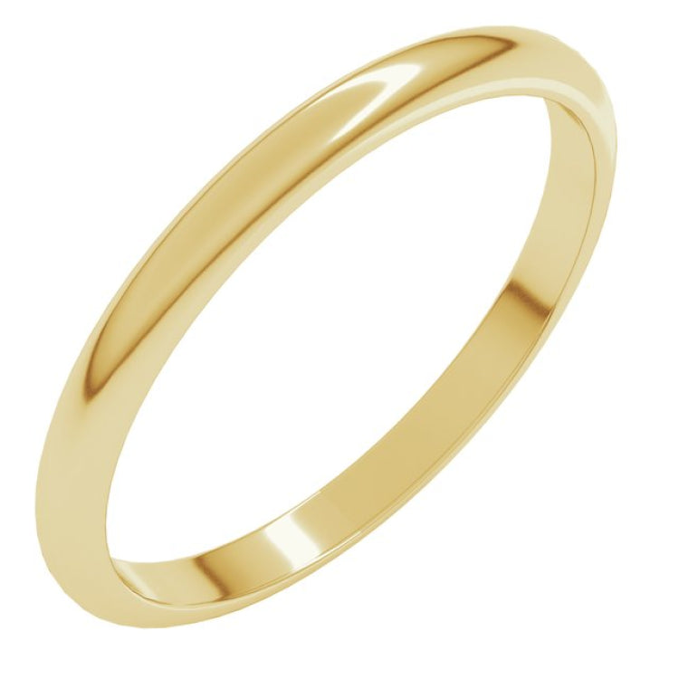 14K Yellow Gold 2 mm Half Round Band Size 4.5