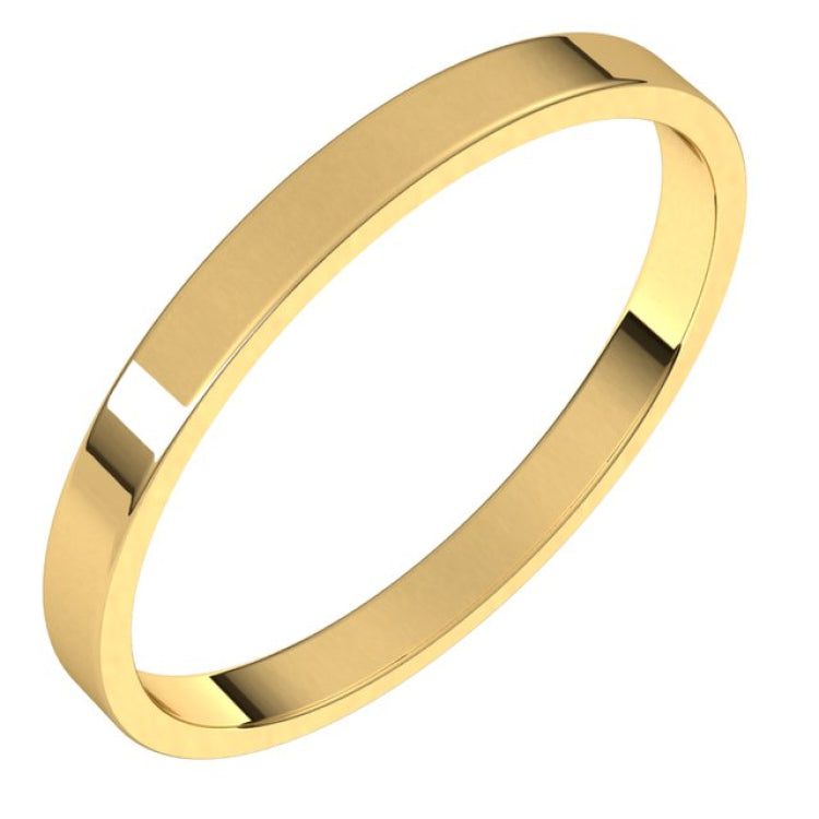 14K Yellow Gold 2 mm Ultra-Lightweight Flat Band Size 7