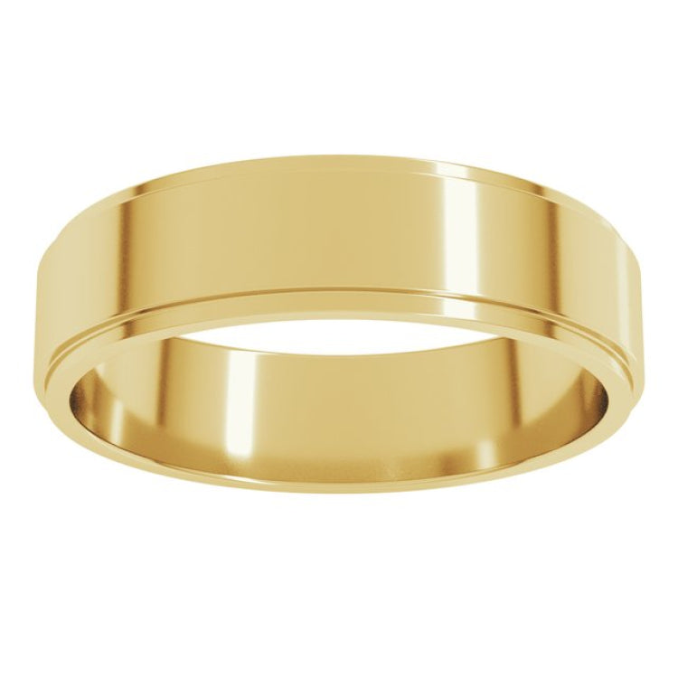 10K Yellow Gold 5 mm Stepped-Edge Flat Band Size 8