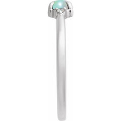 14K White Gold Natural Ethiopian Opal & .03 CTW Natural Diamond Ring