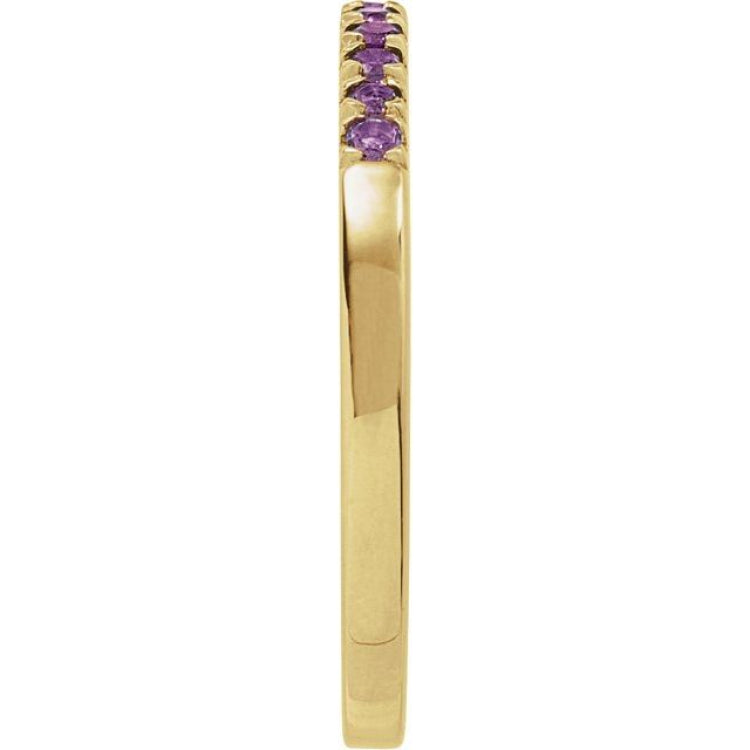 14K Yellow Gold Vermeil Natural Amethyst Stackable Ring