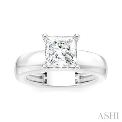 1/20 Ctw Princess Shape Round Cut Diamond Semi-Mount Engagement Ring in 14K White Gold