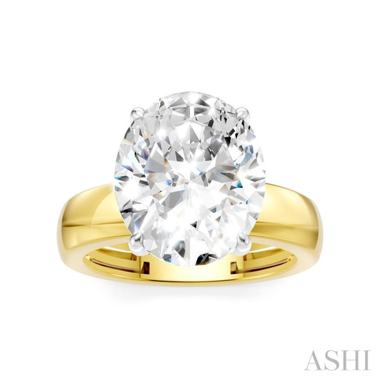 1/8 Ctw Oval Shape Round Cut Diamond Semi-Mount Engagement Ring in 14K Yellow and White Gold