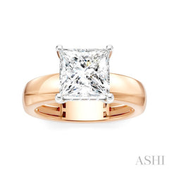 1/10 Ctw Princess Shape Round Cut Diamond Semi-Mount Engagement Ring in 14K Rose and White Gold
