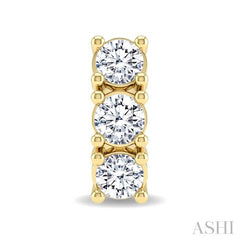 1/4 Ctw 3-Stone Round Cut Diamond Fashion Earrings in 14K Yellow Gold