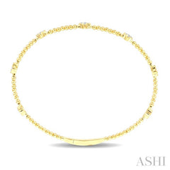 1/2 Ctw Round Cut Bead Bijoux Diamond Clover Bead Fashion Flex Bangle in 14K Yellow Gold