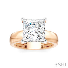 1/8 Ctw Princess Shape Round Cut Diamond Semi-Mount Engagement Ring in 14K Rose and White Gold