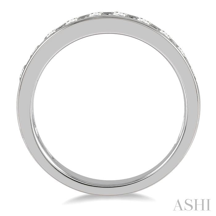 3/4 Ctw Channel Set 11 Stone Round Cut Diamond Wedding Band in 14K White Gold