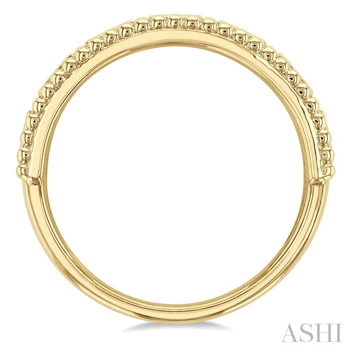 1/5 Ctw Ball Bead Designing Baguette Cut Diamond Fashion Band in 14K Yellow Gold