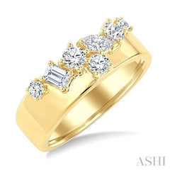 3/4 Ctw Mixed Diamond Cut Fashion Band in 14K Yellow Gold