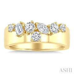 3/4 Ctw Mixed Diamond Cut Fashion Band in 14K Yellow Gold