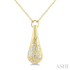 1/5 Ctw Round Cut Diamond Bold Aeris Gold Mosaic Drop Pendant With Chain in 14K Yellow Gold