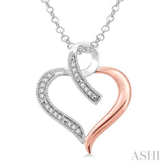 1/20 Ctw Round Cut Diamond Heart Pendant in Sterling Silver with Chain