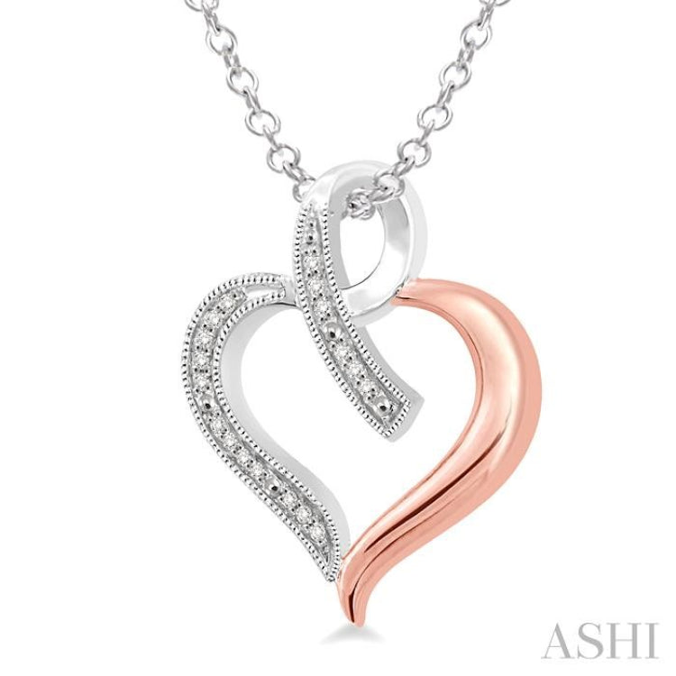 1/20 Ctw Round Cut Diamond Heart Pendant in Sterling Silver with Chain