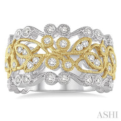 1/2 Ctw Round Cut Diamond Fashion Band in 14K White and Yellow Gold
