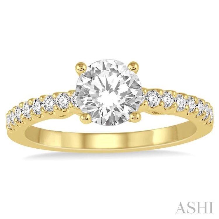 1/4 Ctw Round Shape Semi-Mount Diamond Engagement Ring in 14K Yellow Gold