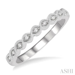 1/10 Ctw Oval Lattice Round Cut Diamond Ladies Band in 14K White Gold