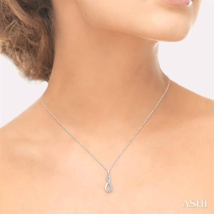 1/10 Ctw Figure Eight Round Cut Diamond Infinity Petite Pendant in 10K White Gold with chain