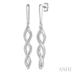 1/5 Ctw Swirl Round Cut Diamond Long Earrings in 10K White Gold