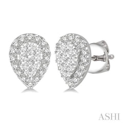 1/2 Ctw Pear Shape Lovebright Diamond Stud Earrings in 14K White Gold
