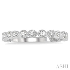 1/3 Ctw Lattice Circular and Pear Shape Mount Round Cut Diamond Stackable Band in 14K White Gold