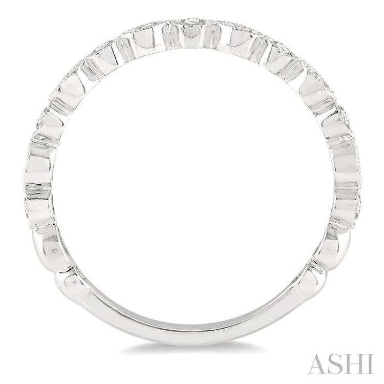 1/3 Ctw Lattice Circular and Pear Shape Mount Round Cut Diamond Stackable Band in 14K White Gold