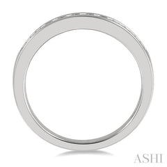 1/3 Ctw Channel Set 11 Stone Round Cut Diamond Wedding Band in 14K White Gold