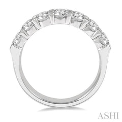 2 Ctw 7 Stone Round Cut Diamond Wedding Band in 14K White Gold