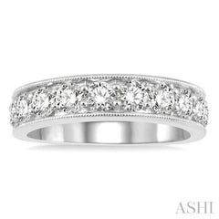 1 1/2 Ctw Round Cut Diamond Wedding Band in 14K White Gold