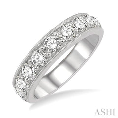 2 Ctw Round Cut Diamond Wedding Band in 14K White Gold