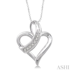 1/20 Ctw Round Cut Diamond Heart Pendant in Sterling Silver with Chain