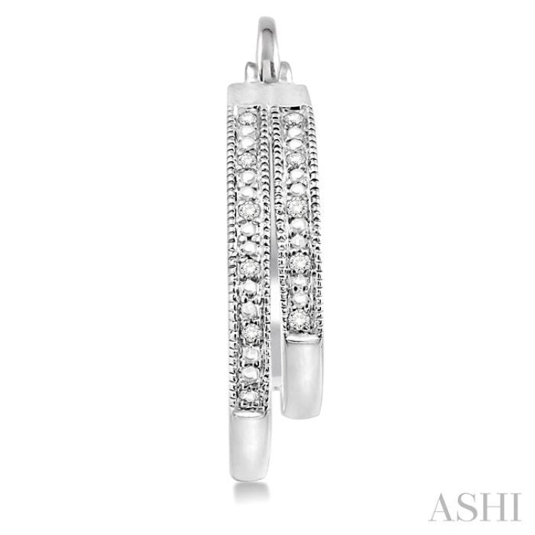 1/10 Ctw Round Cut Diamond Double Row Earrings in Sterling Silver
