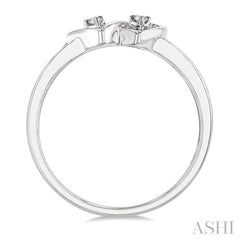 1/10 Ctw Round Cut Diamond Twin Heart Ring in Sterling Silver