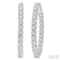 5 Ctw Inside-Out Round Cut Diamond Oval Shape Hoop Earrings in 14K White Gold
