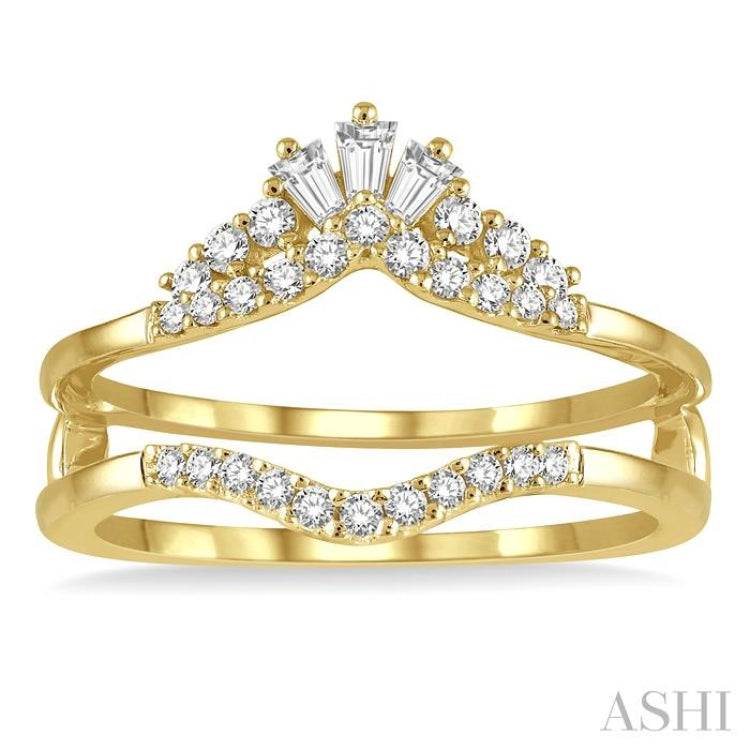 1/3 Ctw Tiara Baguette and Round Cut Diamond Insert Ring in 14K Yellow Gold