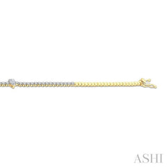 1 Ctw Pear and Round Cut Diamond Tennis Bracelet in 14K Yellow Gold