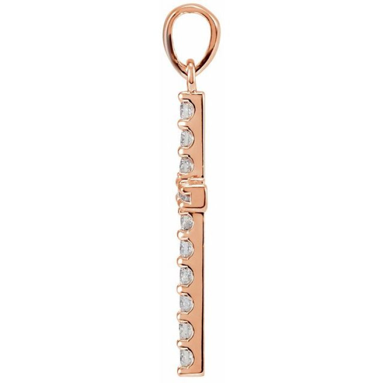 14K Rose 1 CTW Natural Diamond Cross Pendant