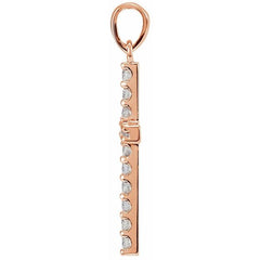 14K Rose Gold 1 3/8 CTW Natural Diamond Cross Pendant