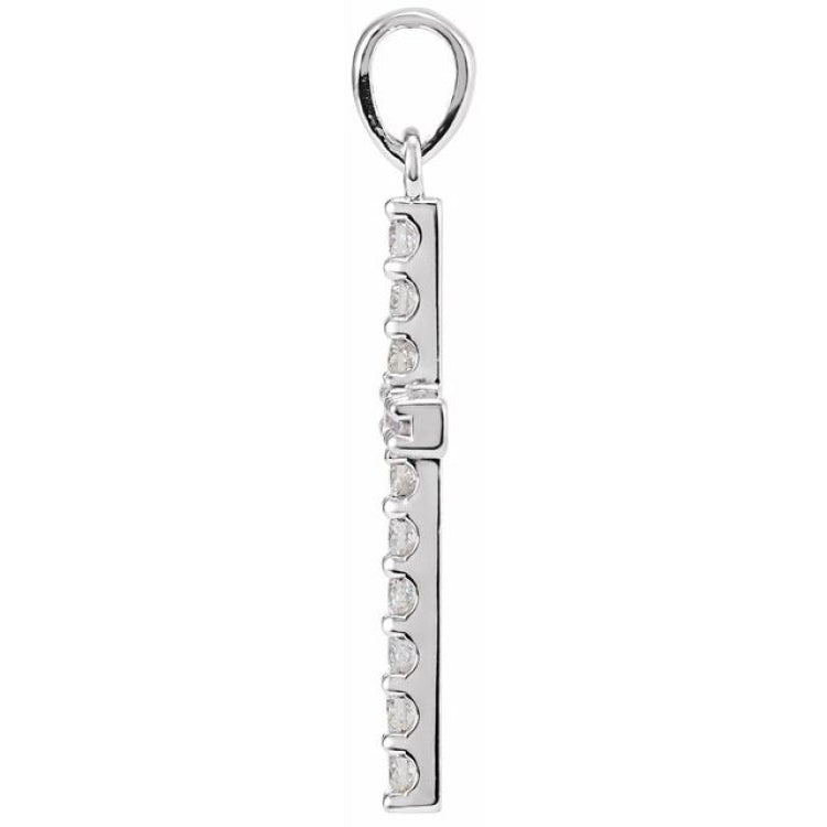 Platinum 1 3/8 CTW Natural Diamond Cross Pendant