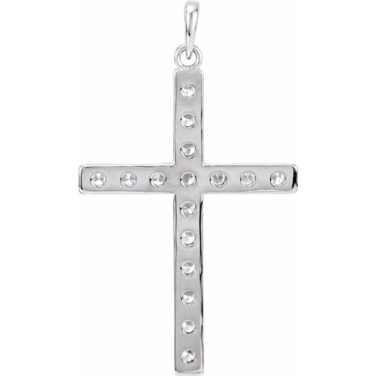 Platinum 1 3/8 CTW Natural Diamond Cross Pendant