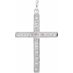 Platinum 1 3/8 CTW Natural Diamond Cross Pendant