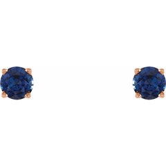 14K Rose Gold 4 mm Lab-Grown Blue Sapphire Earrings