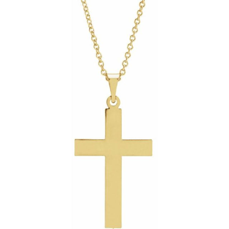 14K Yellow Gold 29.4x14 mm Cross 18" Necklace