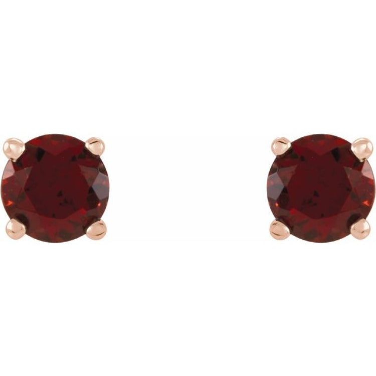 14K Rose Gold 4 mm Natural Mozambique Garnet Earrings