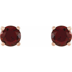14K Rose Gold 4 mm Natural Mozambique Garnet Earrings