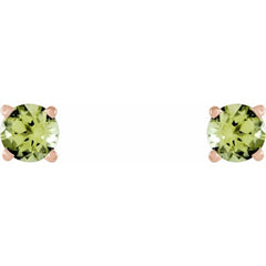 14K Rose Gold 4 mm Natural Peridot Earrings
